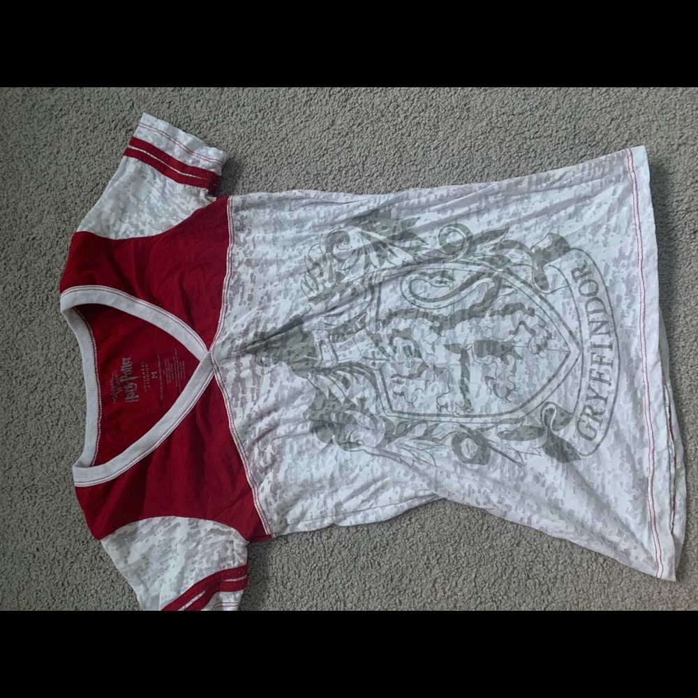 Red and white see through shirt